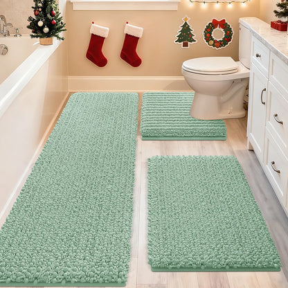 ACCUMTEK Upgrade Extra Large Bathroom Rug Set Ultra Soft, Thick Absorbent Bath Mats, Non Slip Chenille Toilet Mat for Bathroom, Bedroom, Kitchen