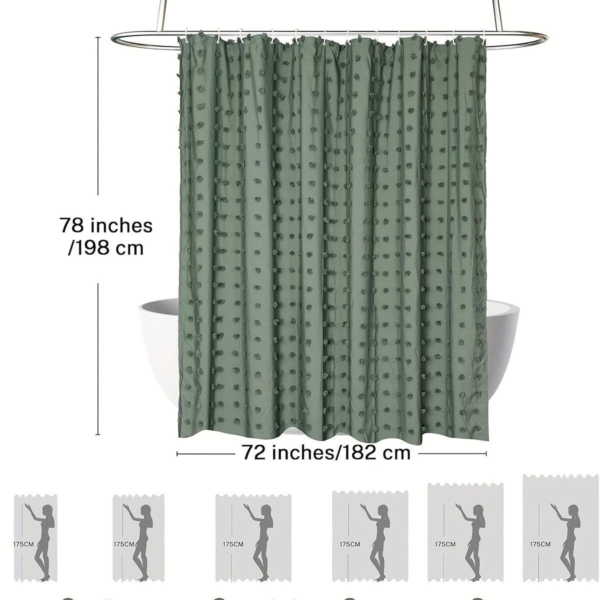 [Bohemian Polka Dot] Bohemian Chic Polka Dot Shower Curtain with White Hooks, Machine Washable Polyester Bathroom Decor