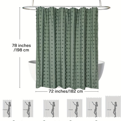 [Bohemian Polka Dot] Bohemian Chic Polka Dot Shower Curtain with White Hooks, Machine Washable Polyester Bathroom Decor