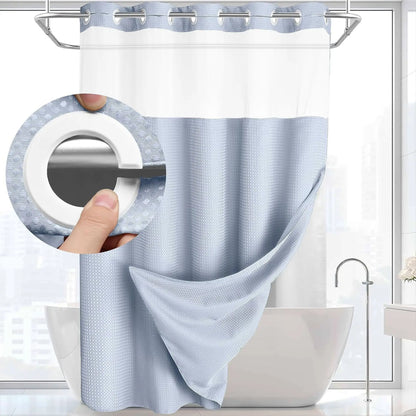 Christmas Festive Waffle Double-Layer Fragrance Shower Curtain with Waterproof Liner - No Hooks, 72x75in, Washable Fabric Keeps Upkeep Simple, Waterproof Liner Keeps Shower Clean, Modern Home Bathroom Decor