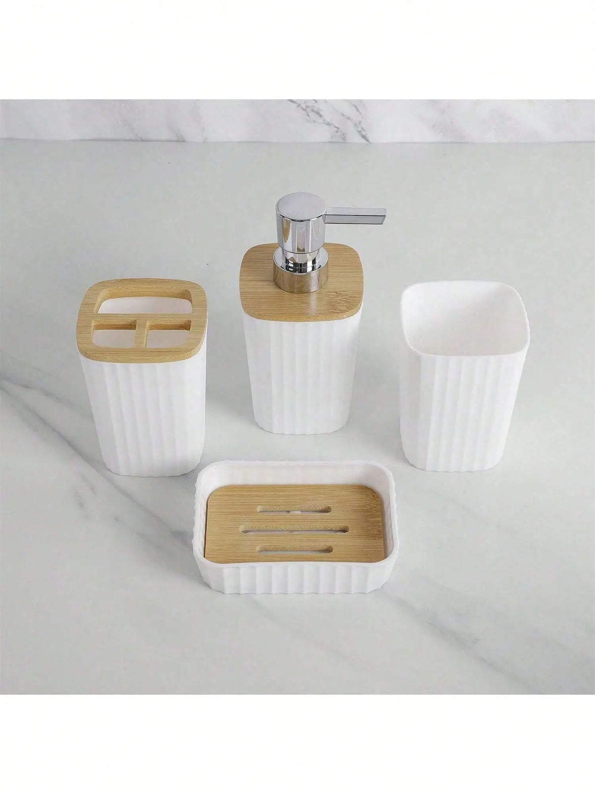 Contemporary Black/White 8pcs Bathroom Accessory Set - Shower Curtains, Rugs, Soap Dispenser, Soap Bar Dish, Toilet Brush Holder, Hook, Wipe, Toothbrush Holder for Moving or Vacation Gifts