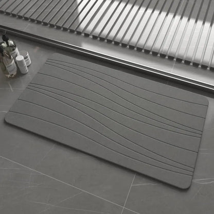 Stone Bath Mat for Bathroom, Diatomaceous Earth Mat - Fast-Drying, Non-Slip, Super Absorbent (23.6"×15.4" White Flow)