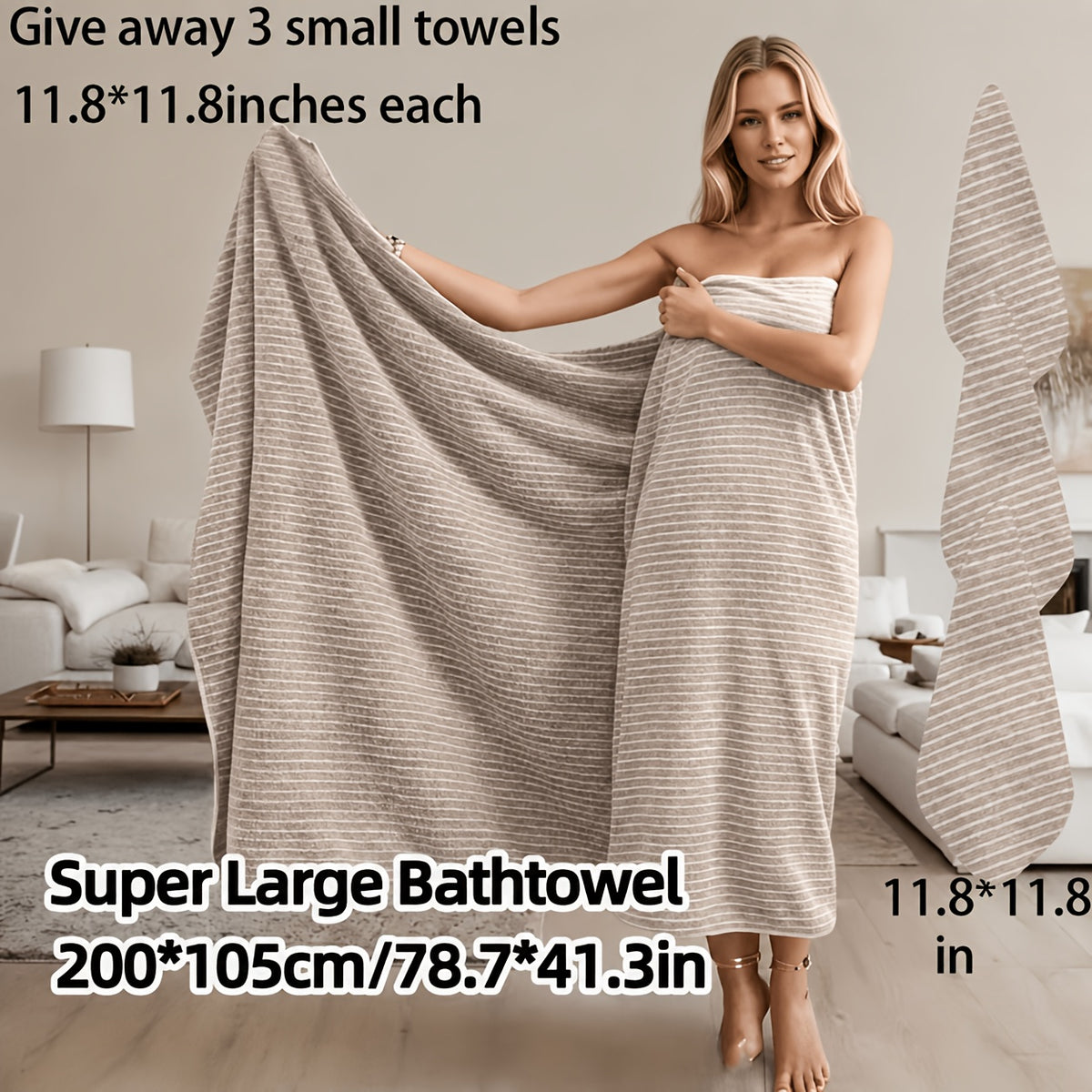 4/8pcs Set, Including One Oversized 41.34X78.74 Inch Star Striped Bath Towel And Three Small Square Towels 11.81X11.81 Inches. Made Of Highly Absorbent Coral, It Dries Quickly Without Shedding Hair. This Includes Beach Towels