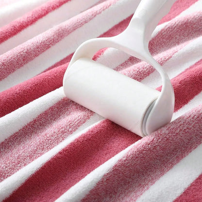 Striped Coral Fleece Bath Towel, Oversized 27.5*66.9 inches Ultra Soft Thickened Towels, Highly Absorbent Quick Dry Non-Shed with Hanging Loop,   Premium  Luxury Towels for Home Hotel Spa Bathroom Beach Premium