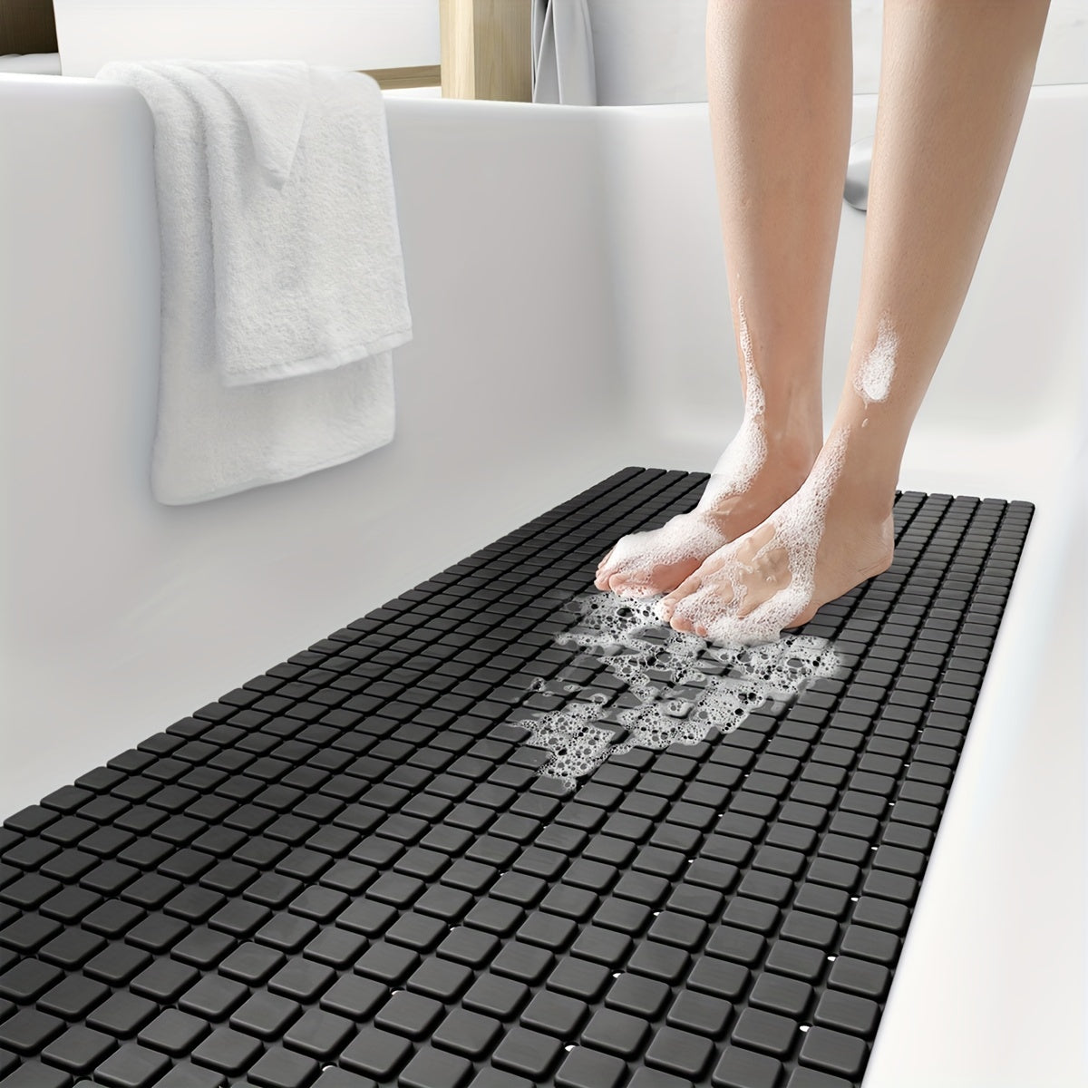 DEXI Bath Tub Shower Mat Non-Slip 15.7" X 39.4" Extra Long Bathtub Mats, Suction Cups, Drain Holes, Machine Washable Bathroom Mat, Christmas Decoration Christmas Gift