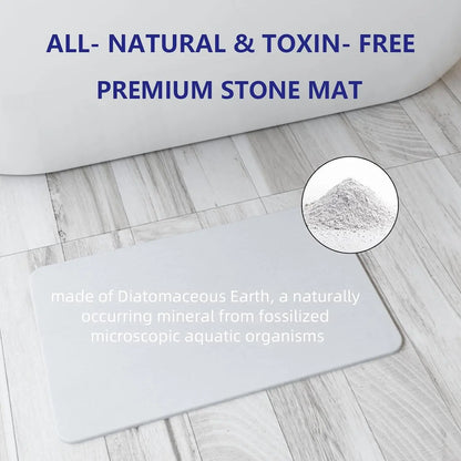 Stone Bath Mat for Bathroom, Diatomaceous Earth Mat - Fast-Drying, Non-Slip, Super Absorbent (23.6"×15.4" White Flow)