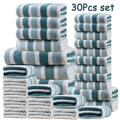 30pcs Large Wide Super Soft Coral Bath Towel Set, Quick Drying, Fast Absorption, Lightweight, Very Suitable for Home, Hotel And Spa Use, Outdoor Fitness, Camping Towel Bath Towel Set Christmas Gift Towel Bath Towel Set
