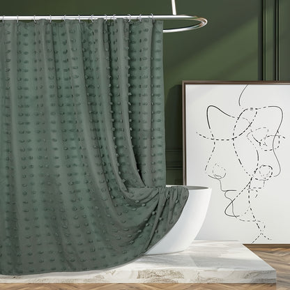 [Bohemian Polka Dot] Bohemian Chic Polka Dot Shower Curtain with White Hooks, Machine Washable Polyester Bathroom Decor
