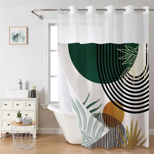 Double Layer Waterproof Decorative Shower Curtain, 1 Count Removable Shower Curtain with Snaps, Bathroom Supplies Shower Curtain, Shower Curtain Liner, Shower Essentials