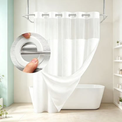 Double Layer Bath Curtain with Large Hole Dots, Polyester