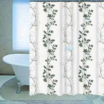PEVA Bathroom Shower Curtain Partition, No Drilling Required, Includes 12pcs Shower Curtain Hooks