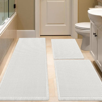 IM HOME Waffle Bath Mat 2 Piece/3 Piece Set, Boho Woven Modern Bath Mat Rugs, Absorbent Bathroom Rugs, Soft Washable Bath Rugs with Tassels for Bathroom, Bedroom, Kitchen, Shower, Tub,Halloween