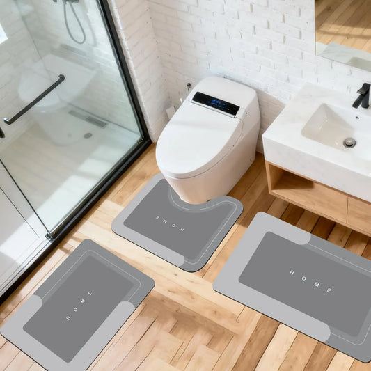3-Piece Absorbent Bathroom Mat Magic Rug Set, Quick-Drying Bath Mat Non-Slip Floor Mat with Rubber Backing Suitable for Bathroom, Kitchen, Shower and Sink (16.9 x 23.6 Inch+19.7 x 23.6 Inch+19.7 x 23.6 Inch+19.7 x 31.9 Inch)