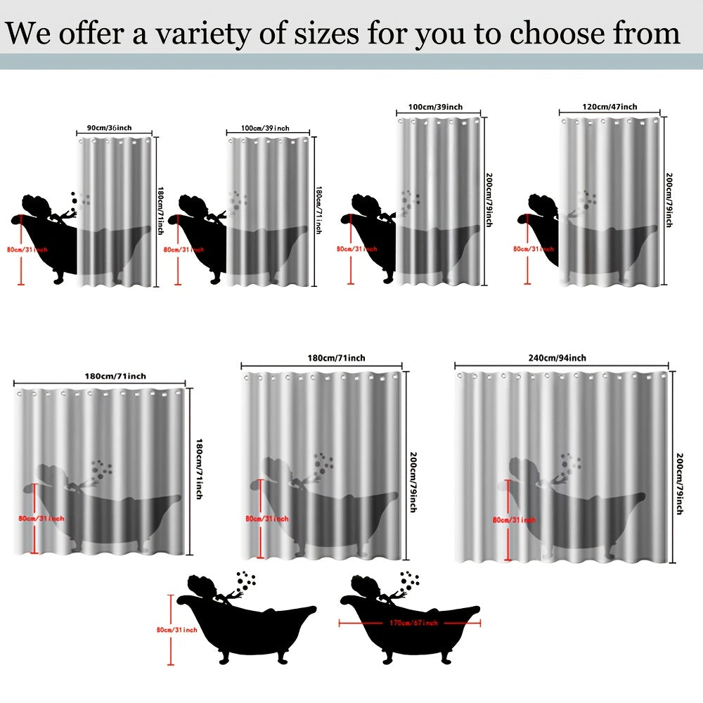 1pc Grey, Black, and White Marble Print Bath Curtain,, Artistic Style Bathroom Home Decor Shower Curtain with Hooks, Universal for All Seasons, Available in Multiple Sizes