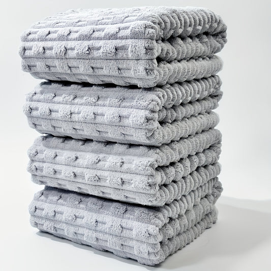 Bath Towels 4-Pack 70 X 140 Cm, 4pcs Bath Towels 70 X 140 Cm/27.5 X 55.1 Inches 4-Packs Ultra-Absorbent Waffle Weave Bath Towels, Soft, Quick-Dry, Durable, Unscented Coral Fleece Towels for Spa, Gym, And Home Use