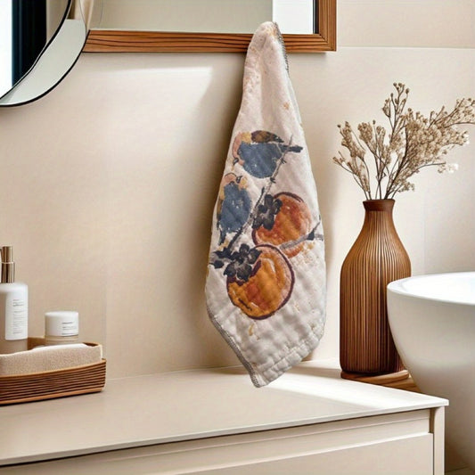 Set Of 4 Vintage Lucky Bird And Cat Towels, Soft And Multifunctional, Suitable for Family Use, Durable, Classic Towel Set with Retro Patterns, Home Towel Collection, Versatile Towel Set