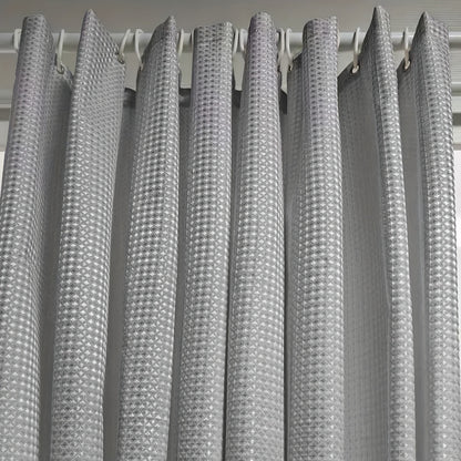 1pc Thickened Jacquard Laminated Waffle Weave Shower Curtain, Thickened Waffle Weave Shower Curtain, Includes Matching Hooks, Home Decor Curtain, Bathroom Curtain