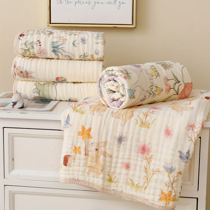 6-Ply Soft Soft Quick-Dry Bathroom Towel - Floral & Bunny Print, Breathable & Absorbent for Home, Travel, Camping, Beach - Perfect Holiday Gift for Thanksgiving, Easter, Christmas, Beach Travel Towel | Contemporary Design | Quickdry Material