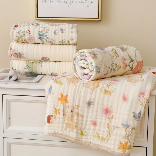 6-Ply Soft Soft Quick-Dry Bathroom Towel - Floral & Bunny Print, Breathable & Absorbent for Home, Travel, Camping, Beach - Perfect Holiday Gift for Thanksgiving, Easter, Christmas, Beach Travel Towel | Contemporary Design | Quickdry Material