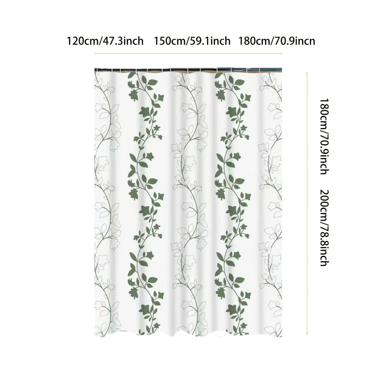 PEVA Bathroom Shower Curtain Partition, No Drilling Required, Includes 12pcs Shower Curtain Hooks