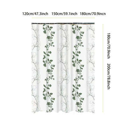 PEVA Bathroom Shower Curtain Partition, No Drilling Required, Includes 12pcs Shower Curtain Hooks